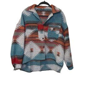 Southwestern Style Button-Up Jacket Shacket Oversized Women’s size Large